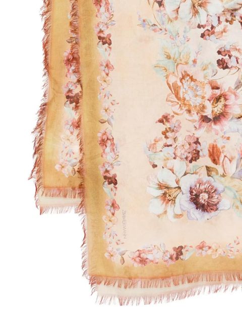ZIMMERMANN floral-print fringed pareo - Neutrals