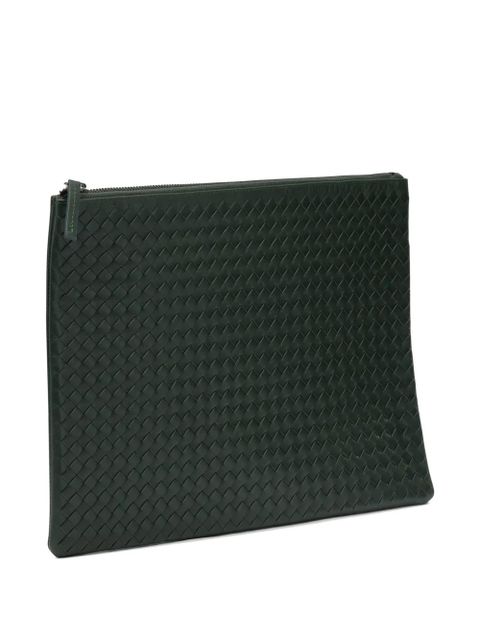 DRAGON DIFFUSION A4 woven leather clutch bag - Green