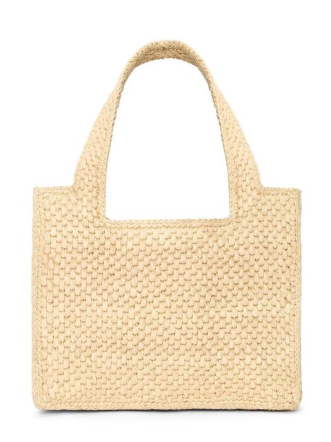 LOEWE Mini LOEWE Font Tote in raffia - Neutrals