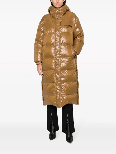 Yves Salomon logo-print padded down coat - Brown - zdjęcie produktu nr 2