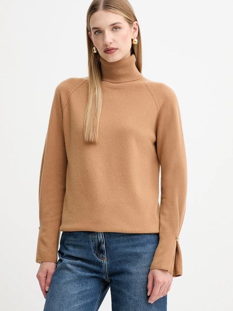 Fracomina sweter wełniany damski kolor beżowy lekki z golfem FR25WT7013K47301 - zdjęcie produktu nr 1