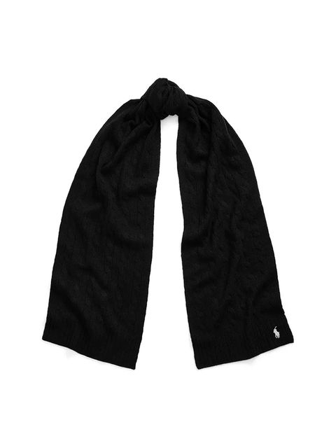 Polo Ralph Lauren szalik wełniany damski kolor czarny gładki 455956296 - zdjęcie produktu nr 1