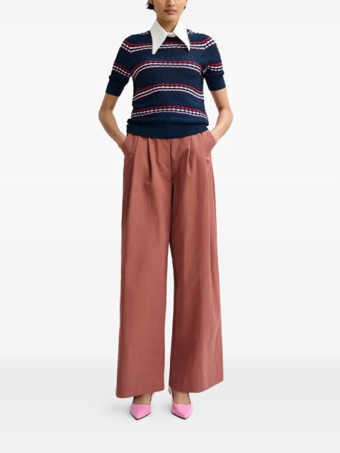 Essentiel Antwerp striped rhinestone-collar knitted top - Blue - zdjęcie produktu nr 2