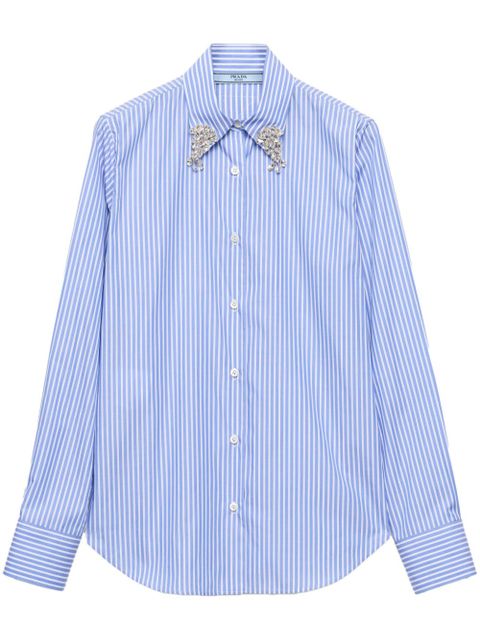 Prada embroidered stripe shirt - Blue - zdjęcie produktu nr 1