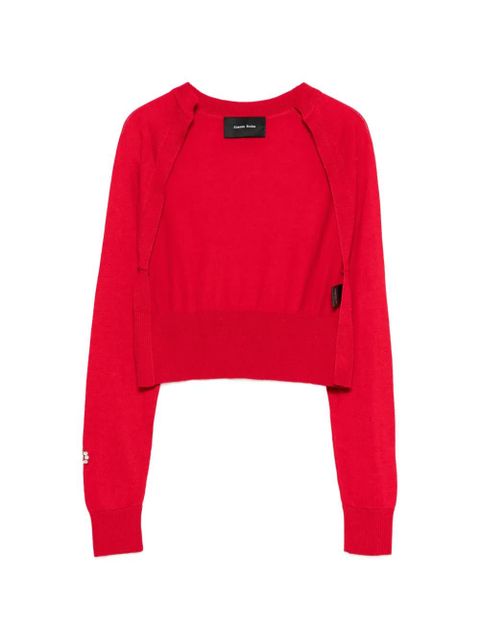 Simone Rocha embellished cropped cardigan - Red - zdjęcie produktu nr 1