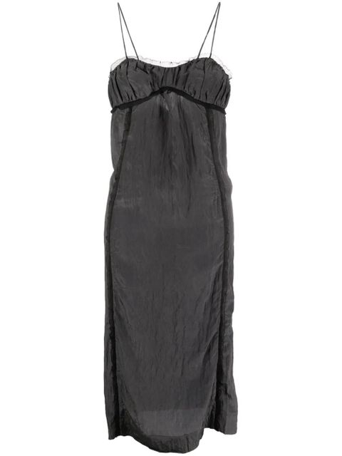 GANNI tulle-trim charmeuse slip dress - Grey - zdjęcie produktu nr 1