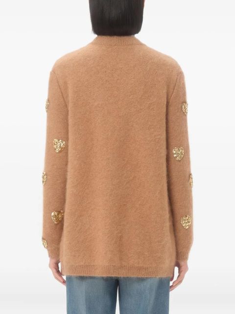 Valentino Garavani heart-embellished cardigan - Neutrals
