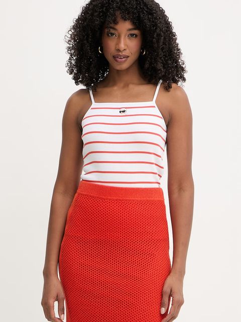 Karl Lagerfeld top damski bawełniany z elastanem IKON - zdjęcie produktu nr 1