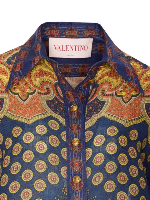 Valentino Garavani Medaglioni Voyage Imaginaire linen shirt - Blue
