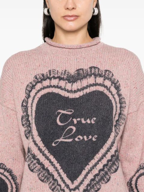 Acne Studios heart-print chunky-knit jumper - Pink