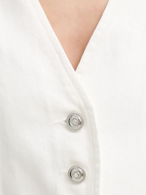 Morgan kamizelka jeansowa kolor biały jednorzędowa COKABI