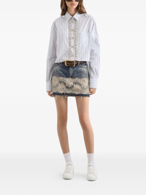 Dolce & Gabbana striped-detail embellished shirt - White - zdjęcie produktu nr 2