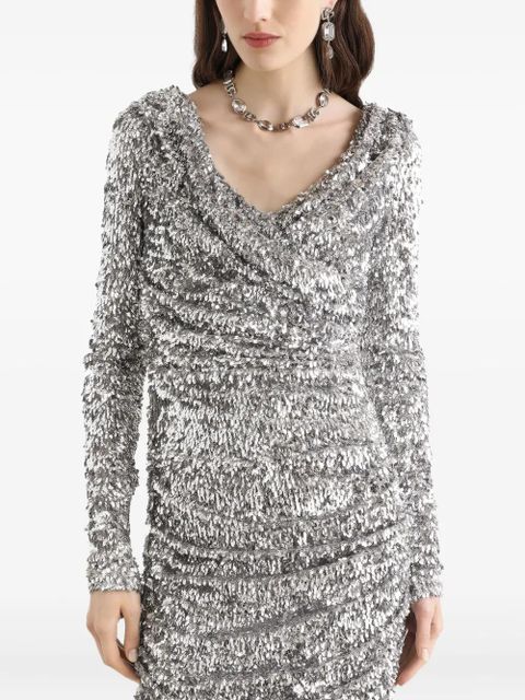 Dolce & Gabbana draped sequin midi dress - Silver - zdjęcie produktu nr 2
