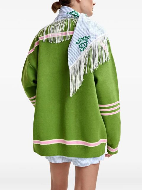 Essentiel Antwerp Jigan V-neck striped-detail cardigan - Green