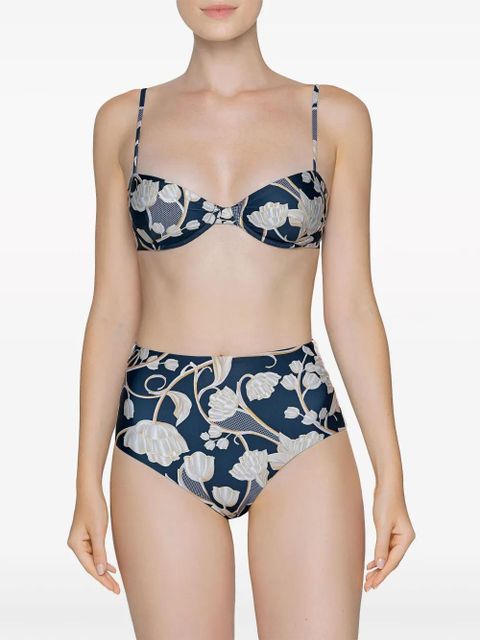 Agua By Agua Bendita Magenta Perla floral-print bikini bottoms - Blue