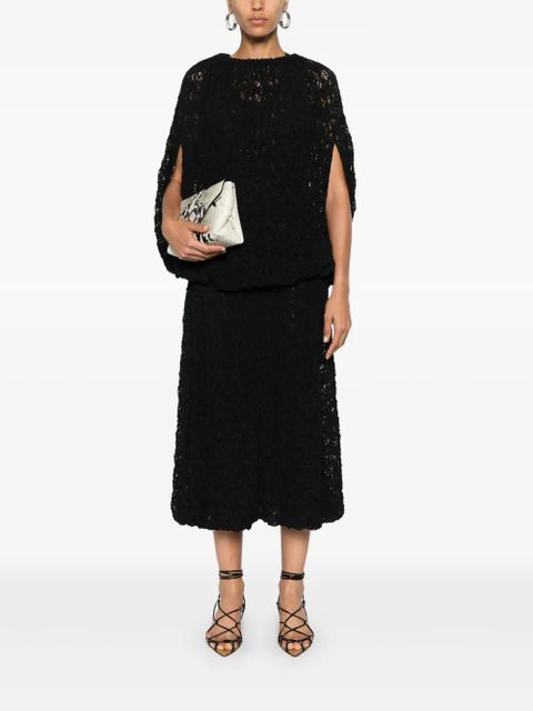 Jil Sander lace-embroidered midi skirt - Black
