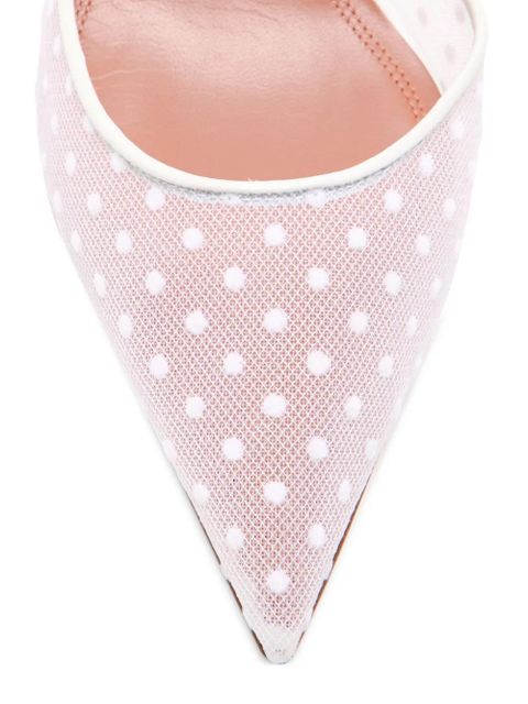 Amina Muaddi Holli polka-dot slingback pumps - White