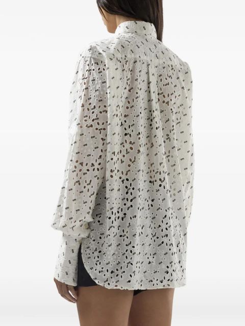 GCDS floral-embroidered shirt - White