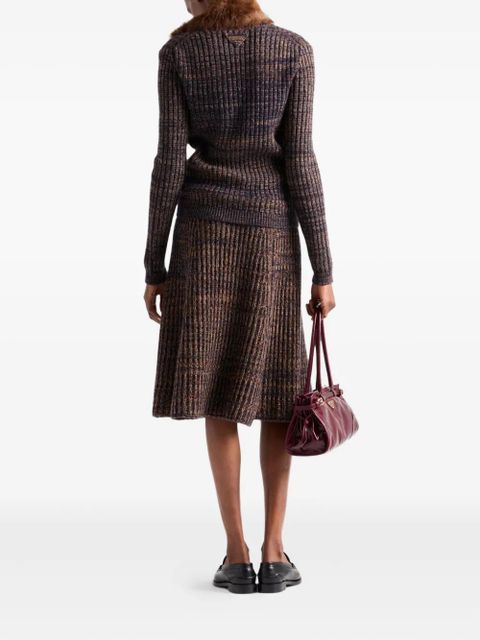 Prada ribbed flared knit midi skirt - Brown - zdjęcie produktu nr 2