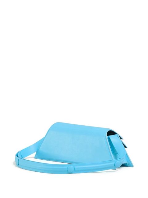 Marni logo-debossed leather shoulder bag - Blue