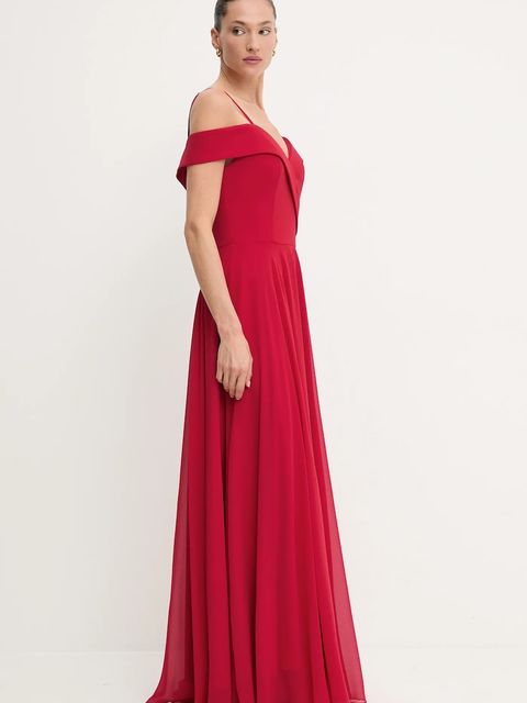 Answear.LAB sukienka kolor czerwony maxi rozkloszowana - zdjęcie produktu nr 2