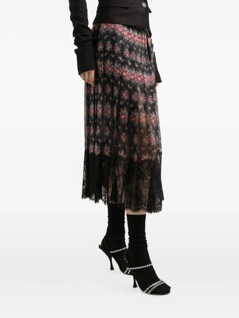 Dolce & Gabbana floral lace midi skirt - Black