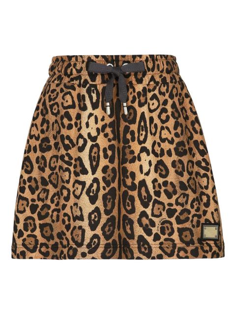 Dolce & Gabbana leopard-print drawstring mini skirt - Brown - zdjęcie produktu nr 1