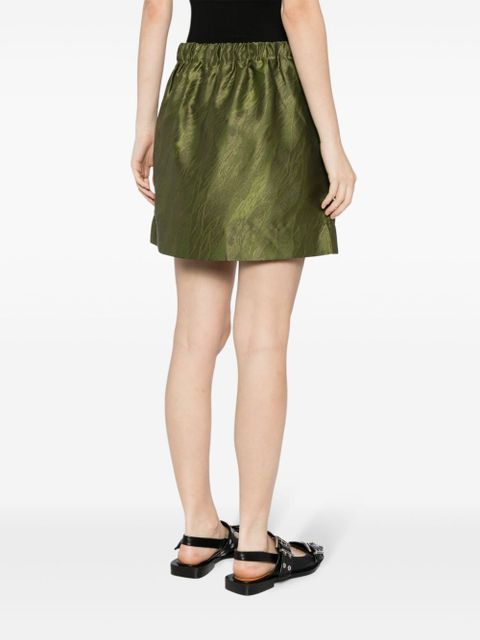 GANNI jacquard satin miniskirt - Green