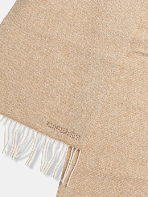 Patrizia Pepe szalik z dodatkiem wełny damski kolor beżowy melanżowy 2F0124 A681 - zdjęcie produktu nr 2