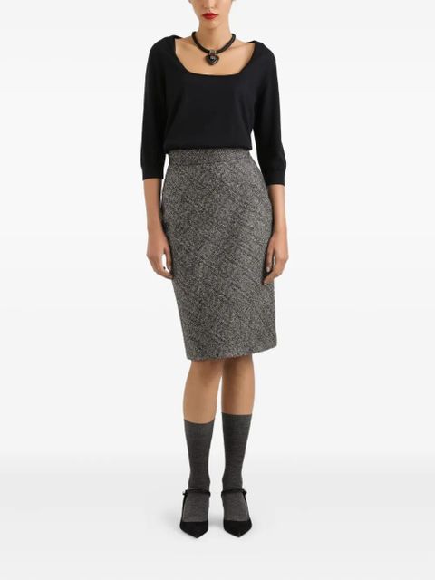 Dolce & Gabbana herringbone midi pencil skirt - Grey - zdjęcie produktu nr 2