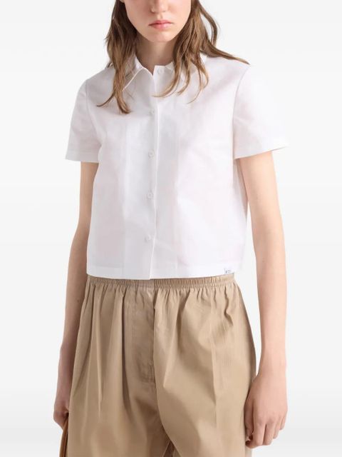 Prada short-sleeved linen muslin shirt - White
