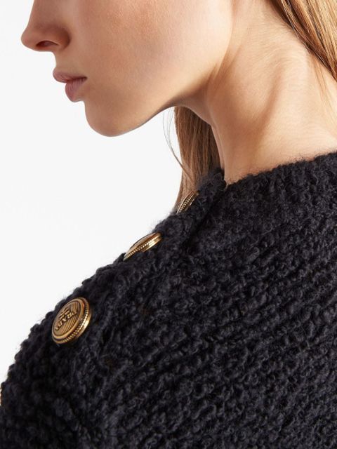 Prada triangle-logo bouclé jumper - Black