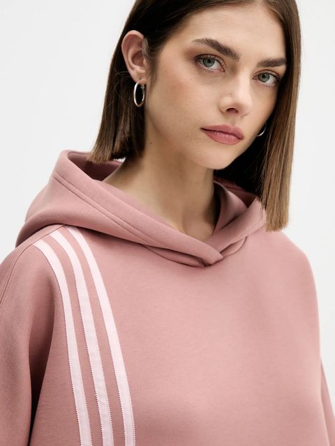 adidas Originals bluza 3-Stripes damska kolor różowy z kapturem z aplikacją JW3601