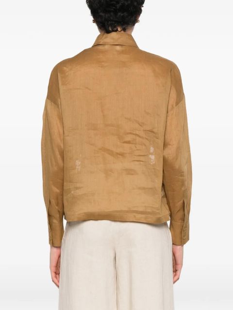 Max Mara Cali floral-embroidery shirt - Brown