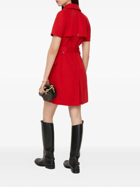 Burberry buckle belted wool mini dress - Red