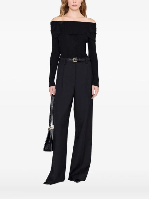 ANINE BING Kira off-shoulder ribbed sweater - Black - zdjęcie produktu nr 1