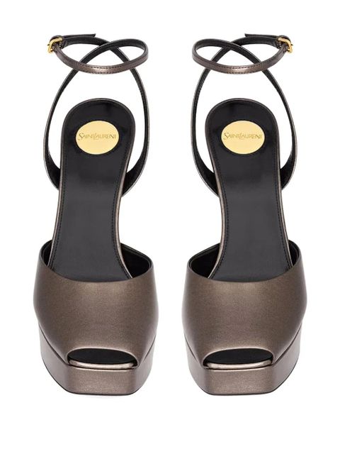 Saint Laurent platform ankle strap sandals - Brown - zdjęcie produktu nr 2