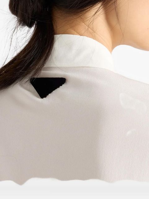 Prada triangle-ogo velvet-bow shirt - White