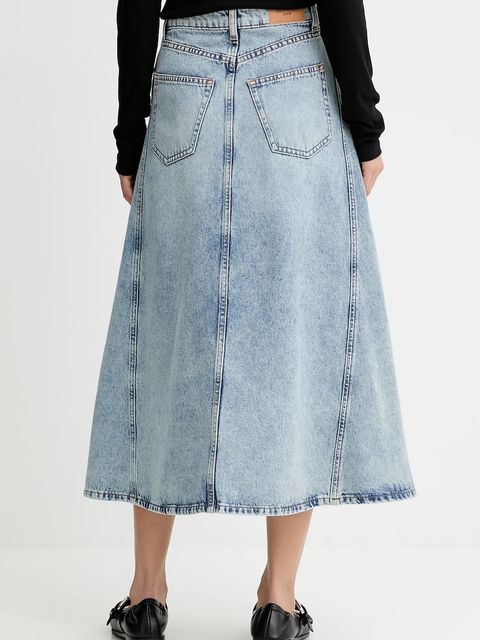 Marc O'Polo spódnica jeansowa kolor niebieski midi rozkloszowana 5000007233