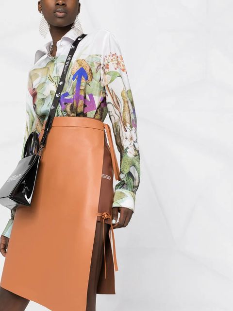 Off-White leather midi skirt - Brown