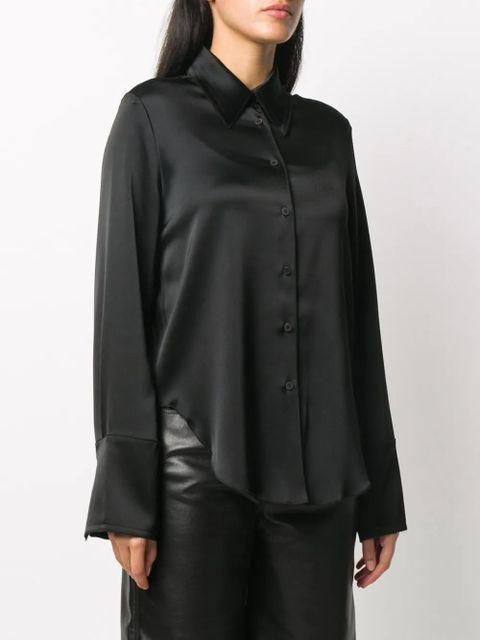 Nanushka Mandine satin long-sleeved shirt - Black