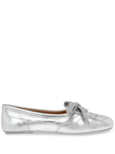 Gianvito Rossi lace-up perforated ballet flats - Silver - zdjęcie produktu nr 1