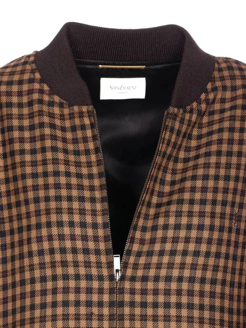Saint Laurent Cassandre checked bomber jacket - Brown - zdjęcie produktu nr 2