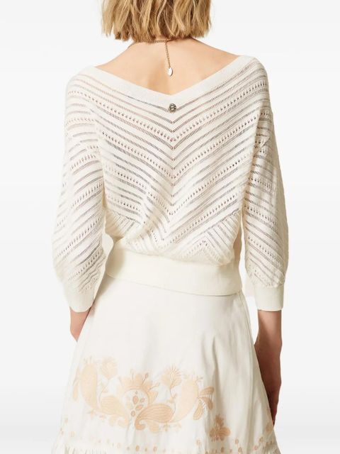 TWINSET V-neck pointelle-knit sweater - White