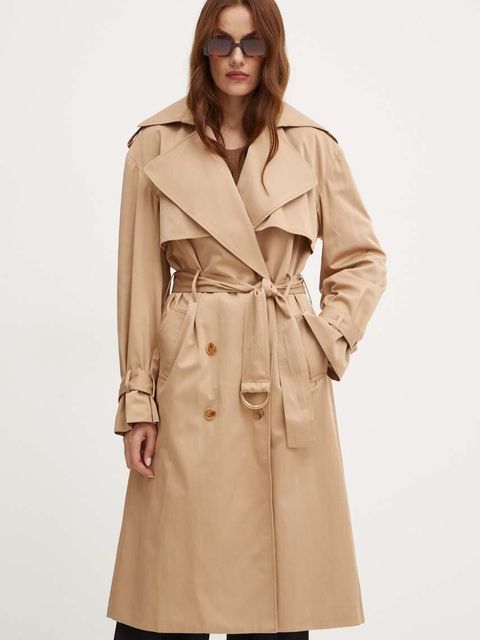 Bardot trencz HALLE damski kolor beżowy przejściowy dwurzędowy 59399JB