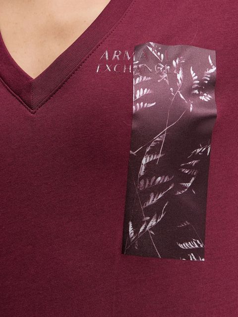Armani Exchange t-shirt bawełniany damski kolor bordowy XW001358 AF10356
