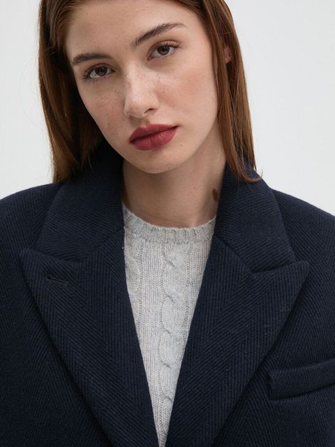 Calvin Klein płaszcz wełniany kolor granatowy przejściowy K20K207710 - zdjęcie produktu nr 2