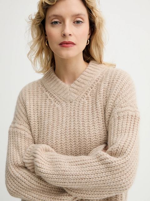 Filippa K sweter z dodatkiem wełny damski kolor brązowy ciepły 31971