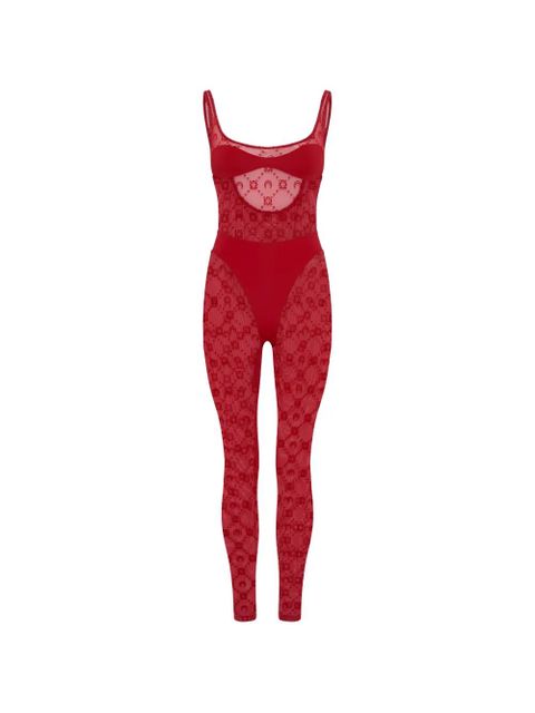 Marine Serre moonogram mesh jumpsuit - Red - zdjęcie produktu nr 1