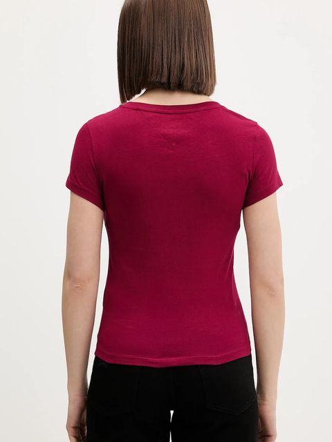 Tommy Jeans t-shirt bawełniany damski kolor bordowy DW0DW20458 - zdjęcie produktu nr 2